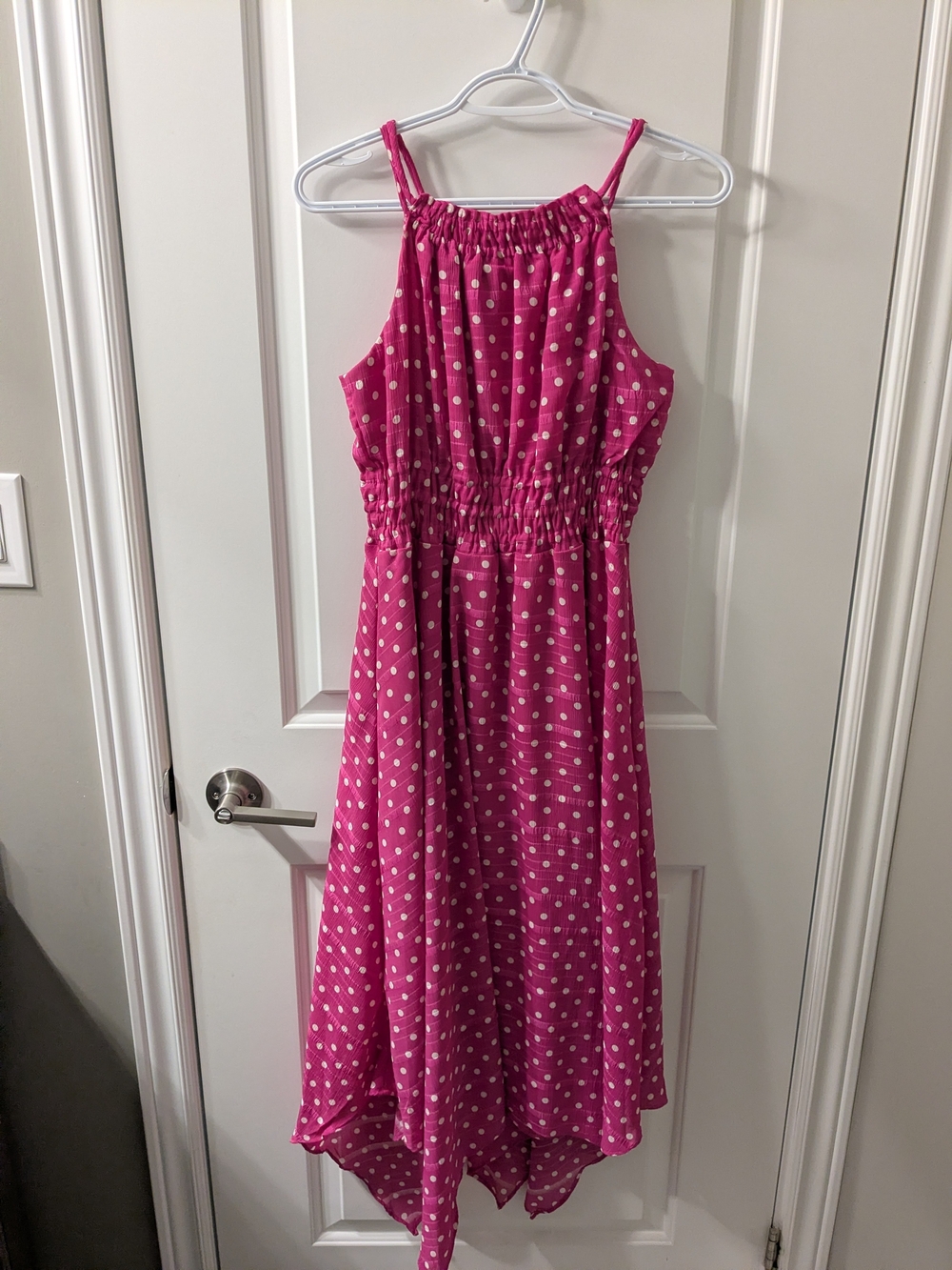 Maison Tara Fuchsia Pink Polka Dot Dress